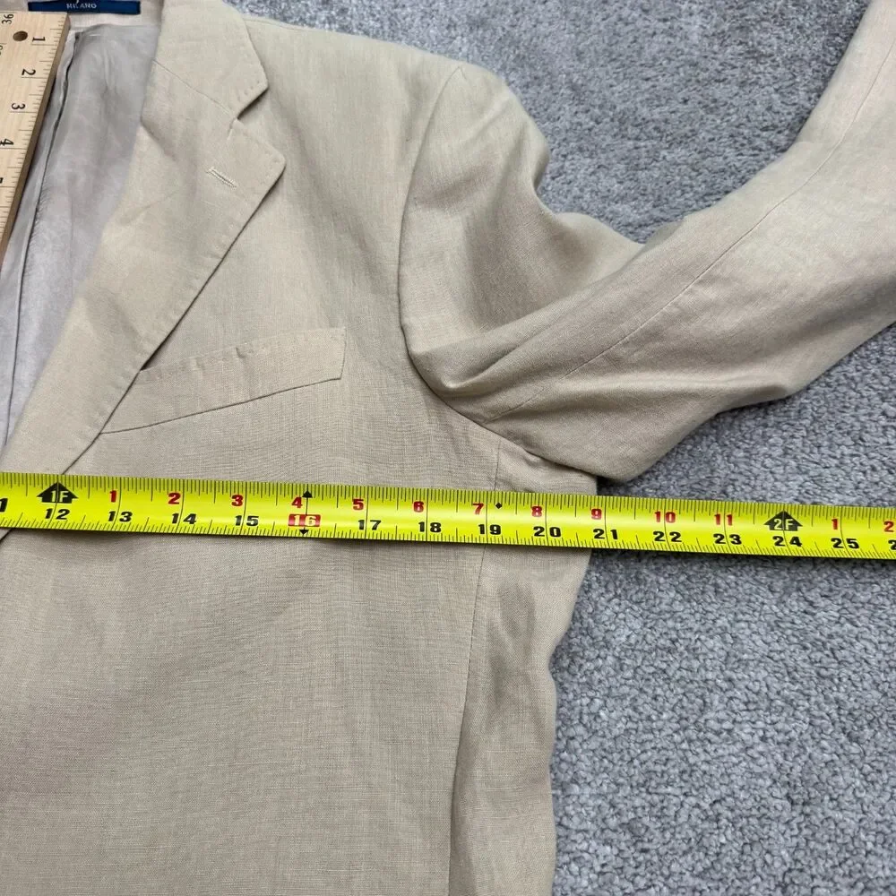 Milano Fratelli Ormezzano Two Button Blazer Men 40R Beige 100% Linen Sport Coat